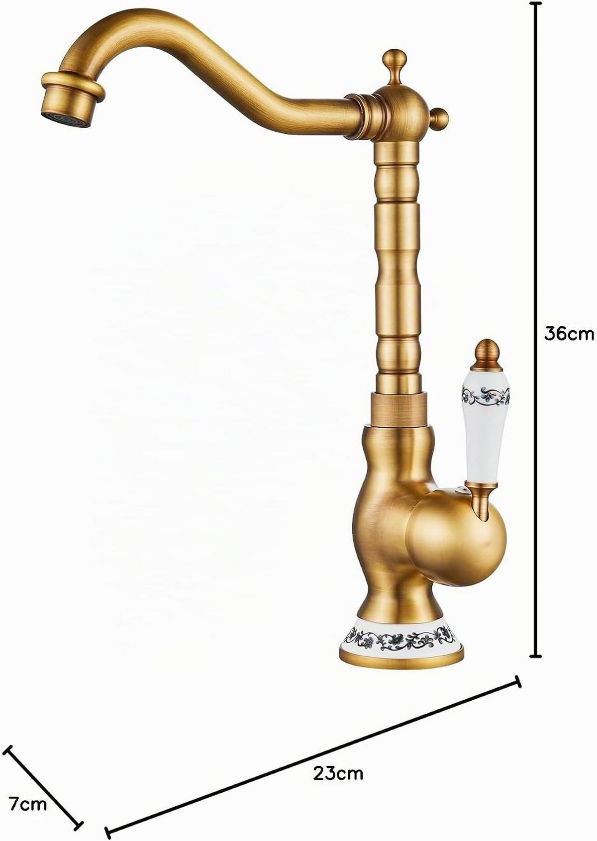 KÜCHENARMATURN, 36*23*7cm, gold, Keramik und elegantes Messingdesign. - Goldfarben, Metall (40/10/27cm) - Vallsero