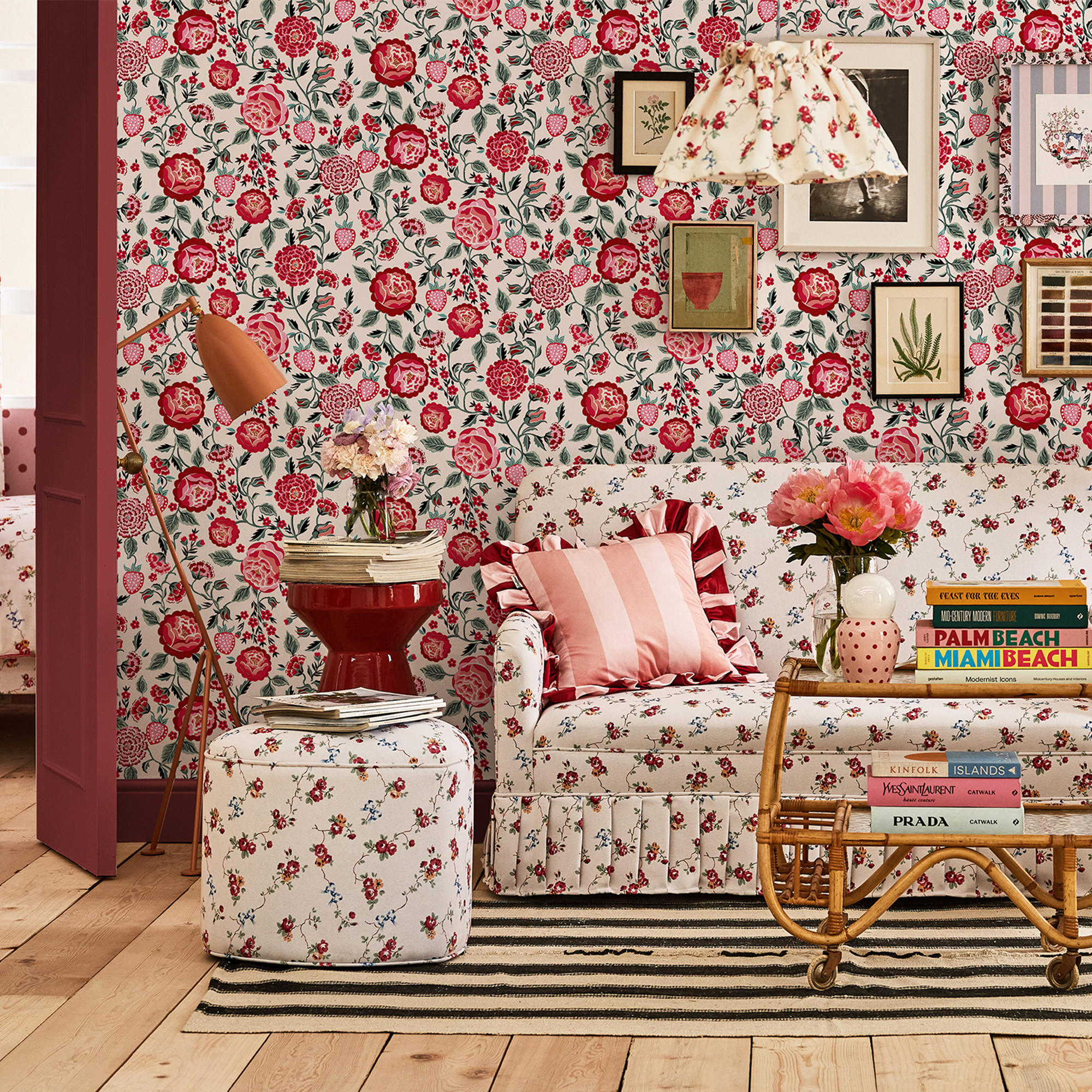 VLIESTAPETE Erdbeergarten Rose - Pink, Papier/Kunststoff (52/1000cm)