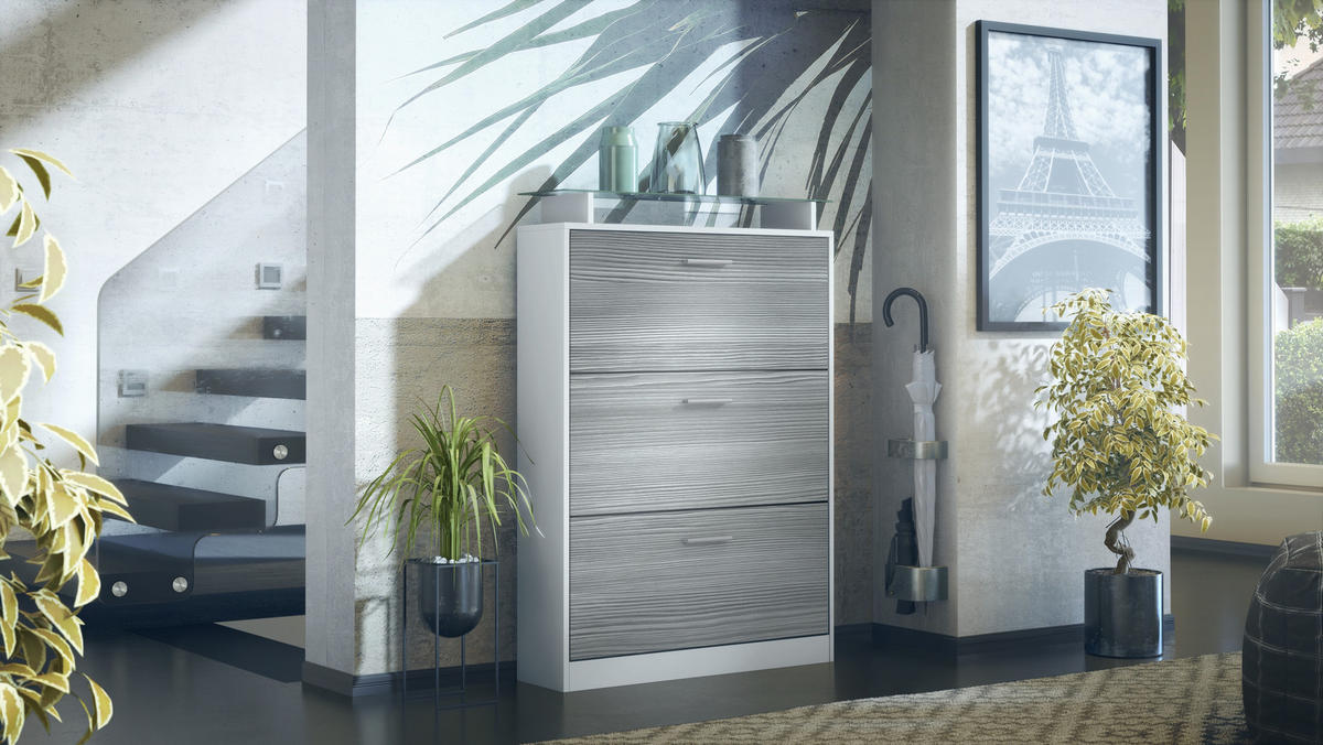 SCHUHSCHRANK Lavia Front in Avola-Anthrazit - Anthrazit, Holzwerkstoff (89/128/23cm) - Vladon