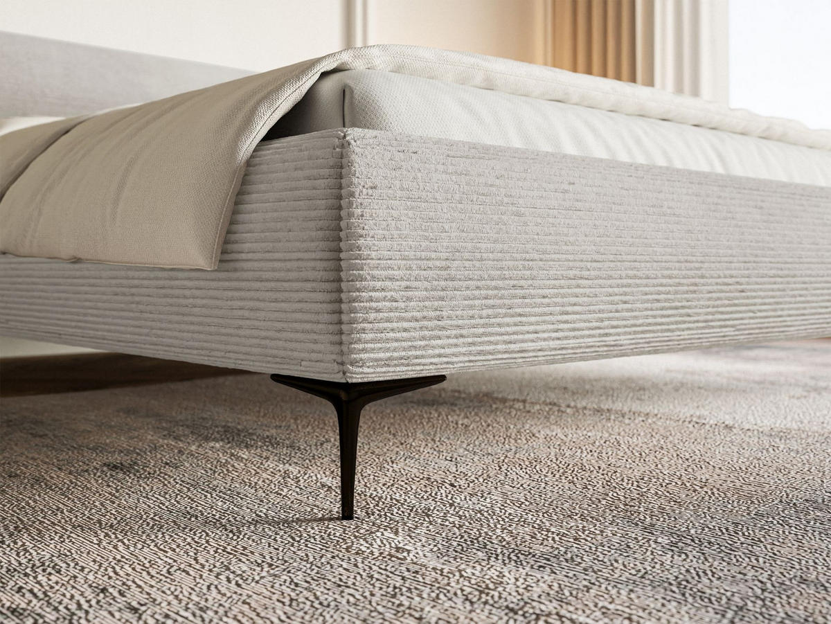 POLSTERBETT Roule Cord Greige 140x200 cm - Taupe/Schwarz, Textil/Metall (140/200cm) - Selsey