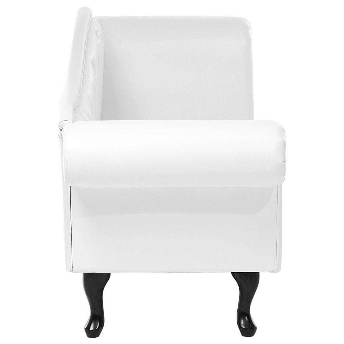 CHAISELONGUE Kunstleder weiß rechtsseitig Lattes - Schwarz/Weiß, Kunststoff (188/87/59cm) - Beliani