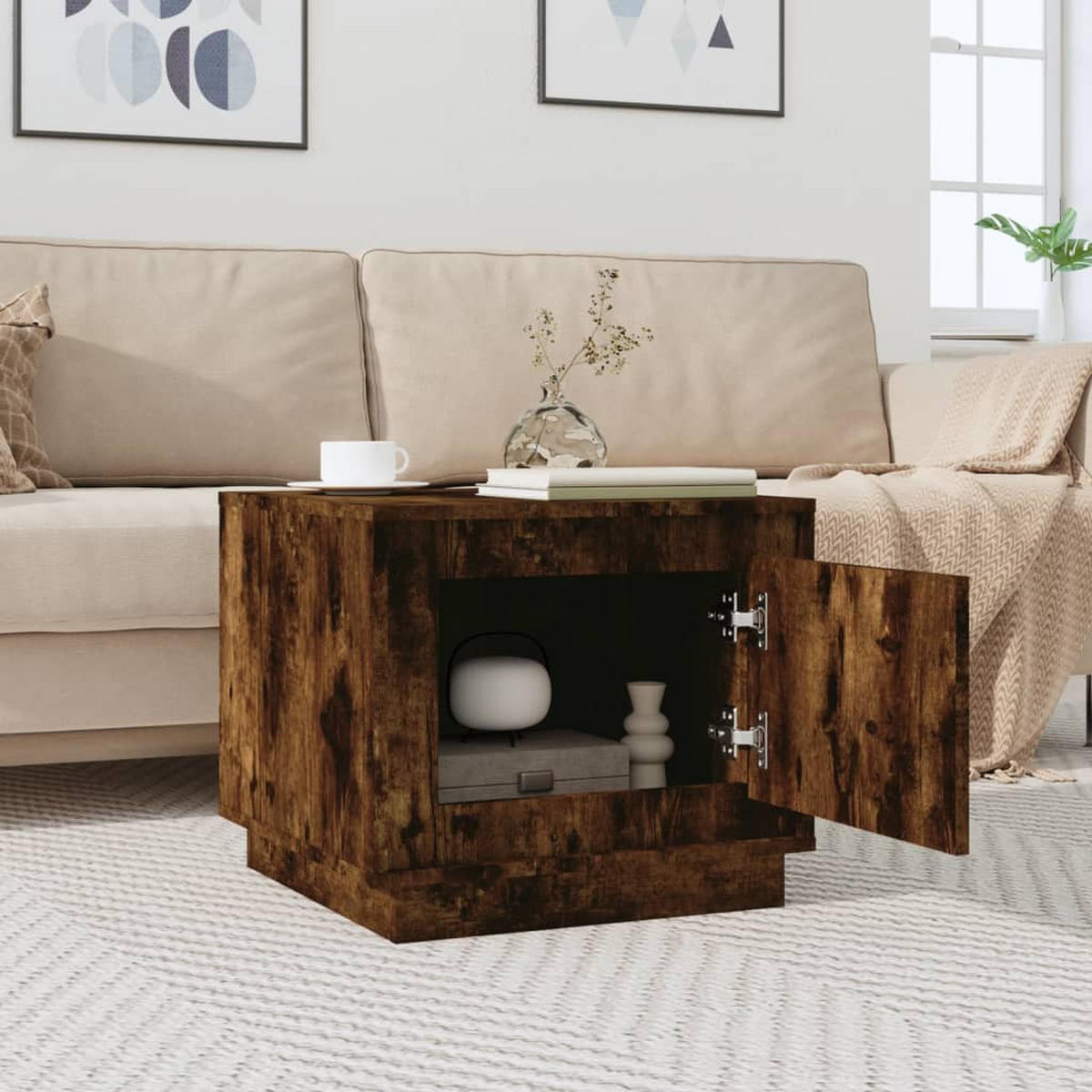 COUCHTISCH Räuchereiche 51x50x44 cm Holzwerkstoff - Braun, Holzwerkstoff (51/50/44cm) - furnicato
