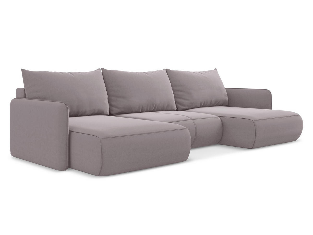 WOHNLANDSCHAFT Samt Stoff Violett - Lila/Flieder, Kunststoff/Textil (290/86/148cm) - Makamii