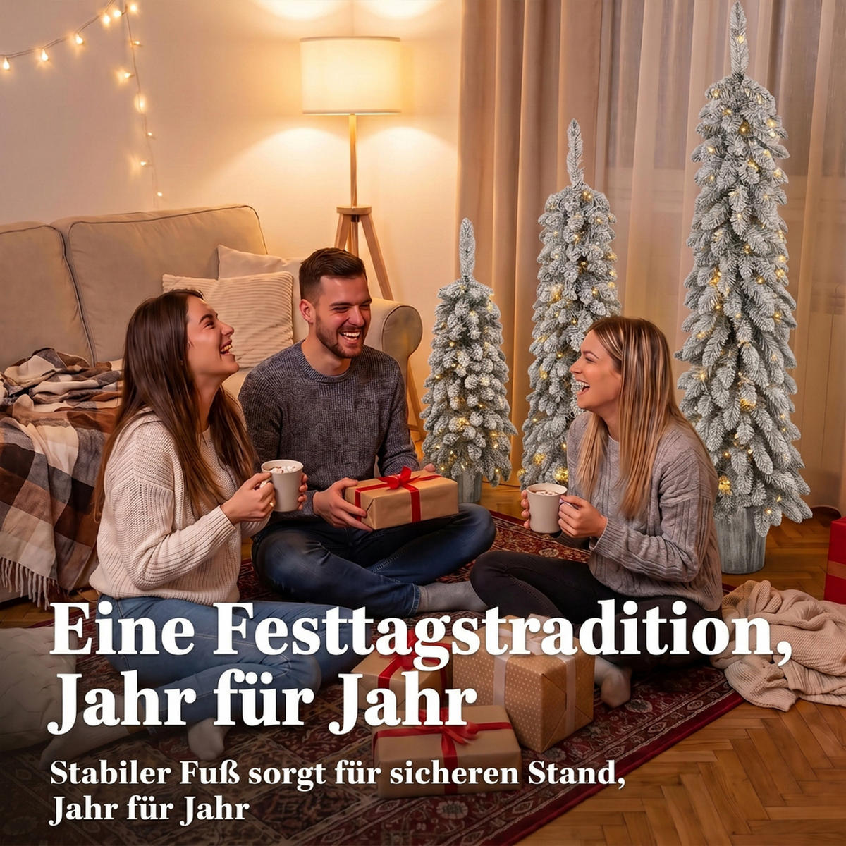 WEIHNACHTSBAUM 3er Set PVC Stahl Grün Weiß - Grün, Kunststoff (150cm) - HOMCOM