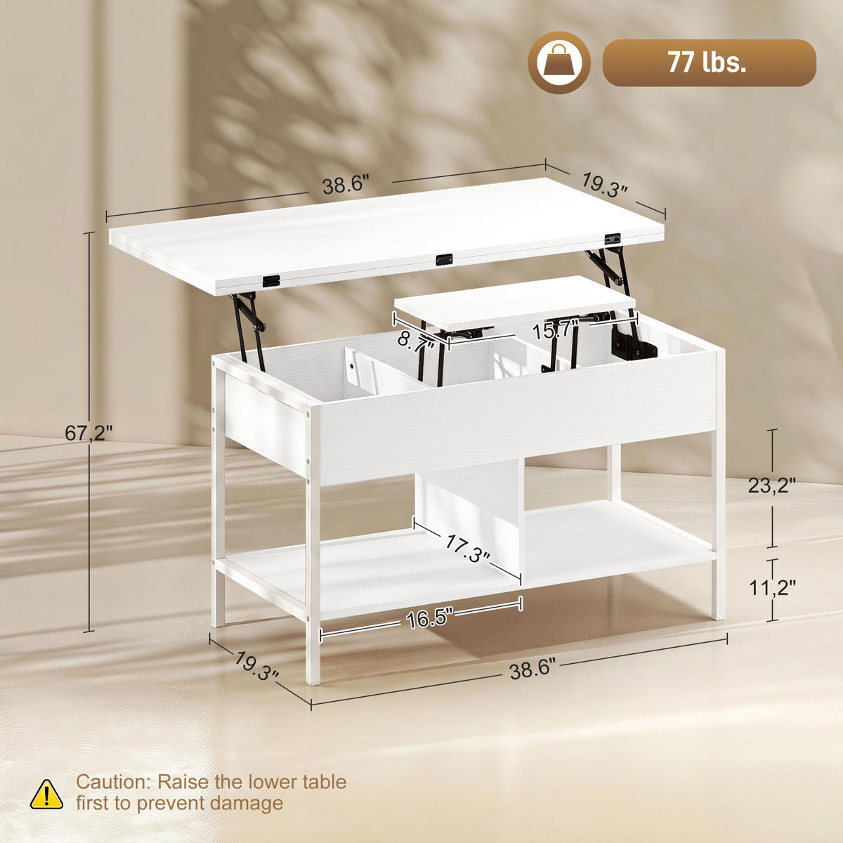COUCHTISCH PANG-M4K7W2 Weiß - Weiß, Holzwerkstoff (98/49/55cm) - PANGIVO