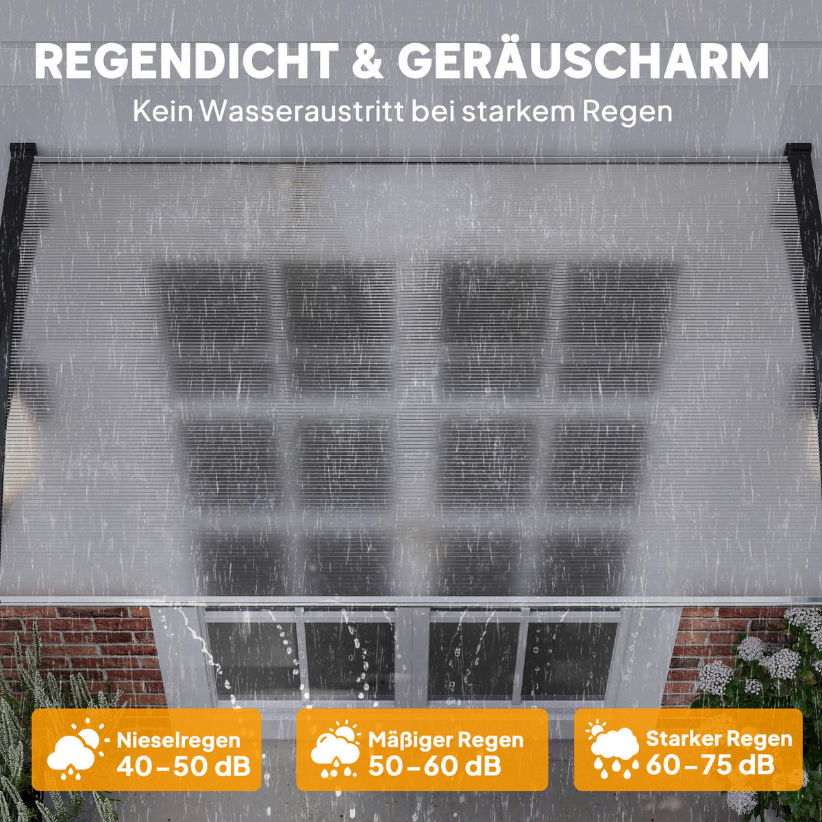 VORDACH DE-07503 UV- und wasserbeständig, gebogenes Polycarbonat Weiß - Weiß, Kunststoff/Metall (150/25/90cm) - ComfortXL