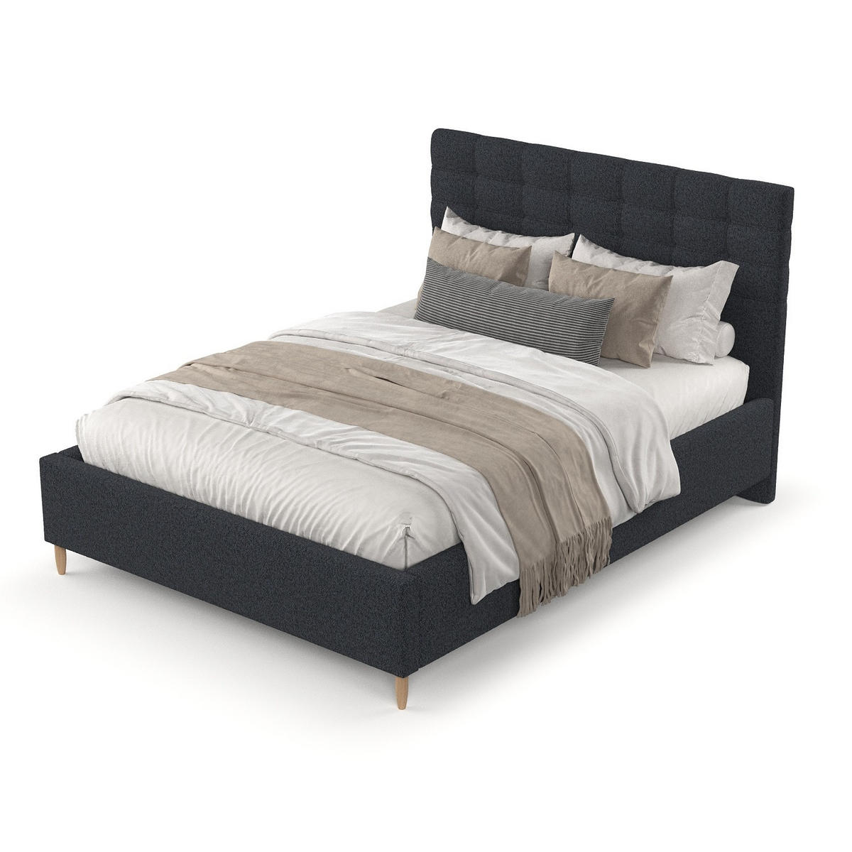 POLSTERBETT Soma 120/200 cm Anthrazit im Riva Stoff - Anthrazit/Naturfarben, Holz/Holzwerkstoff (120/200cm) - AltaBeds