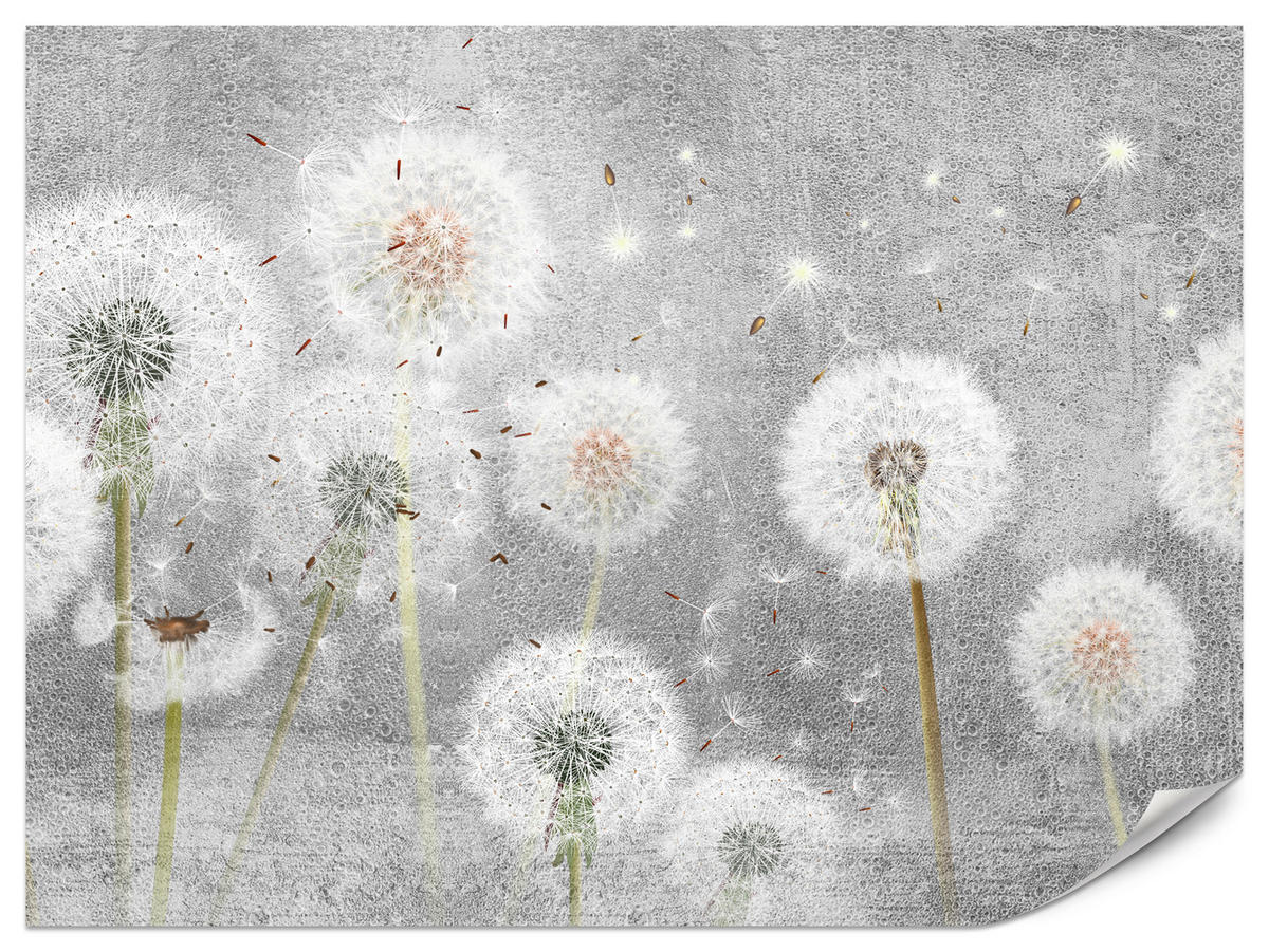 FOTOTAPETE für Schlafzimmer Retro Löwenzahn Beton Minimalistisch 450x315 - Gelb/Weiß, Papier (450/315cm) - Muralo