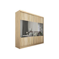 KLEIDERSCHRANK mit Spiegel-Schiebetüren und Aluminium-Leisten, LED-Beleuchtung - CELI - 200 cm Sonoma - Sonoma Eiche, Holzwerkstoff (200/216/61cm) - ALTDECOR