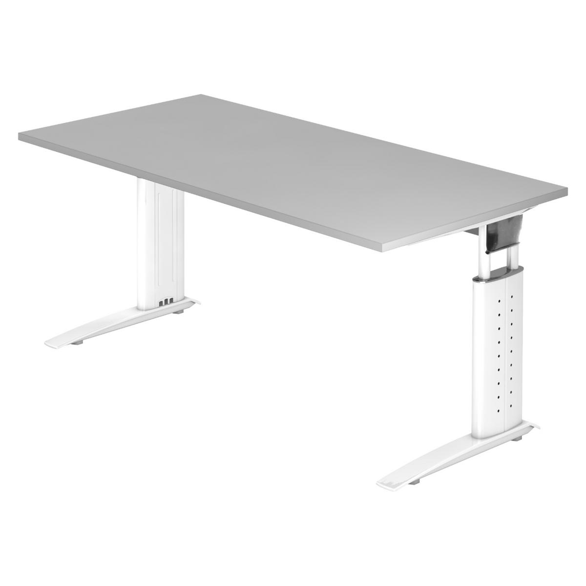 SCHREIBTISCH Serie-U 80/160/74 cm in Grau/Weiß - Weiß/Grau, Holzwerkstoff (80/160/74cm) - bümö