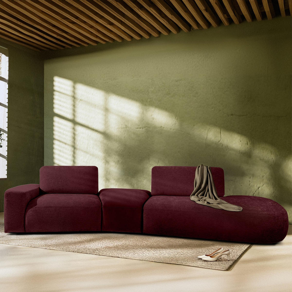 4-SITZER ECKSOFA ZUCCO Chenille rechts, Violett - Violett, Textil (350/84/105cm) - KONSIMO®