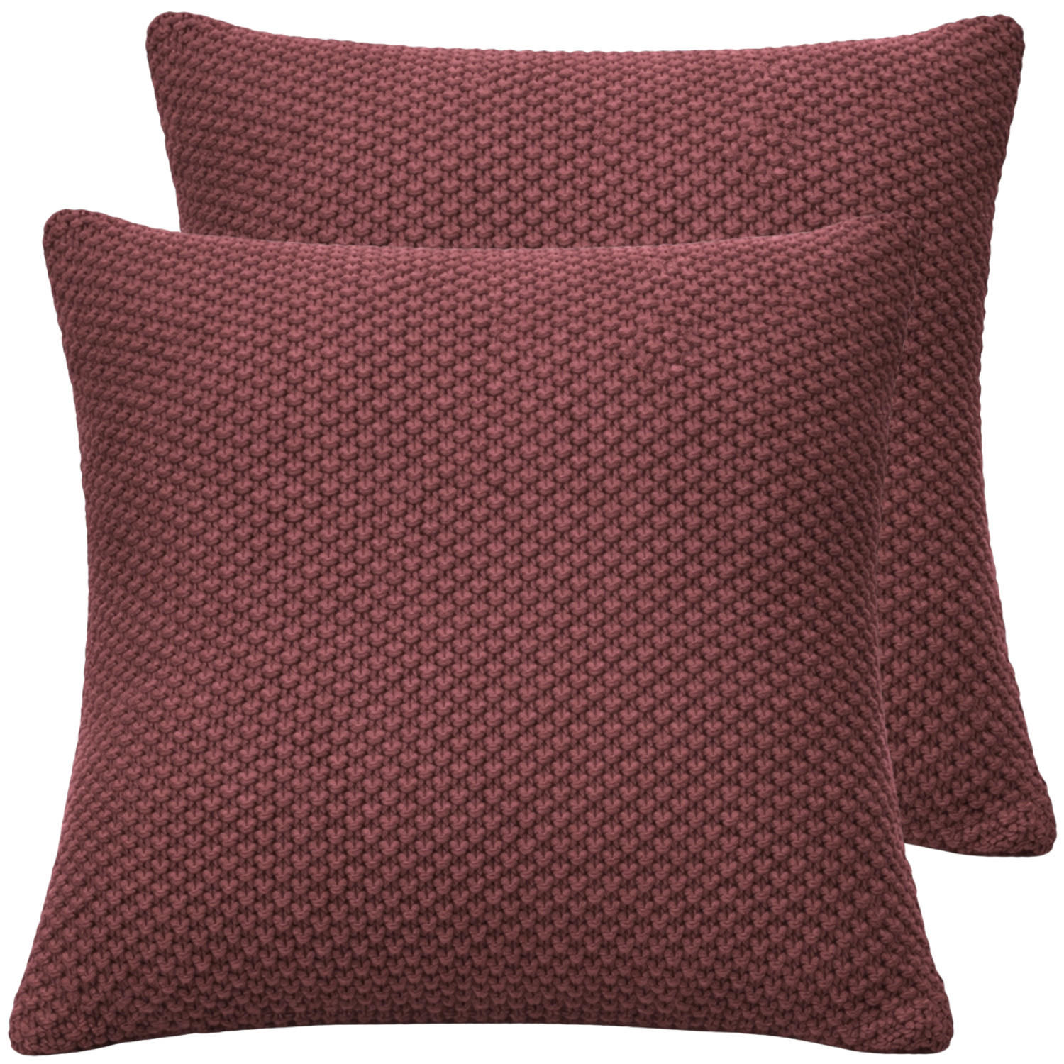KISSENBEZUG 50x50 im 2er Set, Strick Dekokissenbezug, Wohnzimmer Sofakissenbezug für Sofa, Bett, Couch - Bordeaux - Bordeaux, Textil (50/50cm) - Carpe Sonno