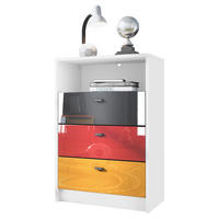 KOMMODE Pino Fronten Schwarz, Rot & Gold Hochglanz - Weiß, Holzwerkstoff (56/86/36cm) - Vladon