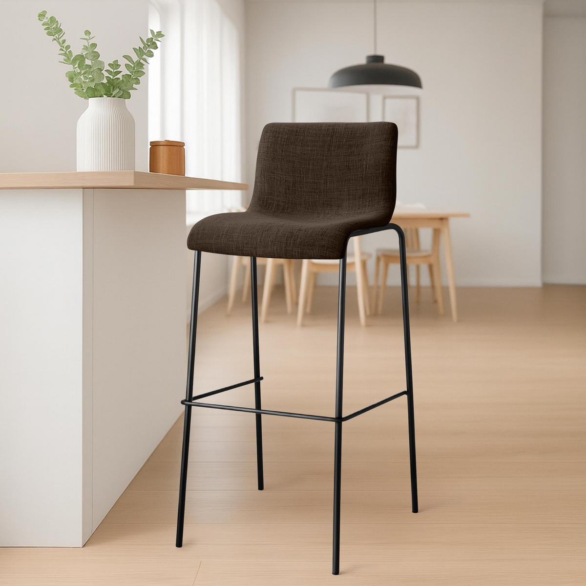 BARHOCKER 2 Stoff Braun - Schwarz/Braun, Textil/Metall (43/100/48cm) - CLP