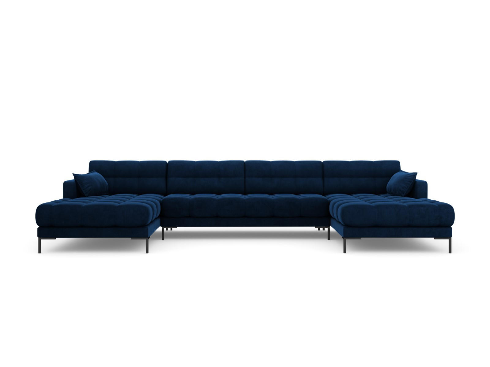 PANORAMASOFA Mamaia aus Samt königsblau 6 Sitzplätze - Blau, Textil (185/75/383cm) - Micadoni