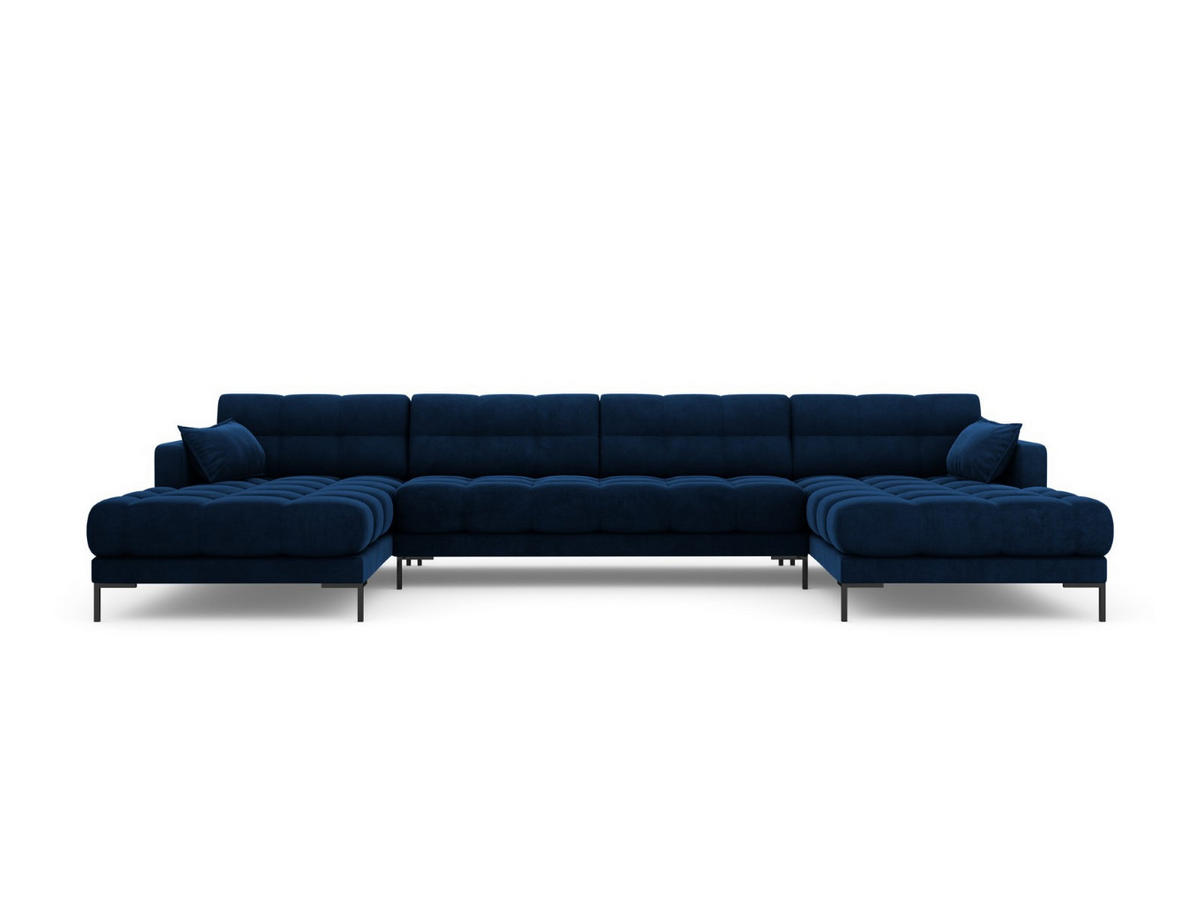 PANORAMASOFA Mamaia aus Samt königsblau 6 Sitzplätze - Blau, Textil (185/75/383cm) - Micadoni