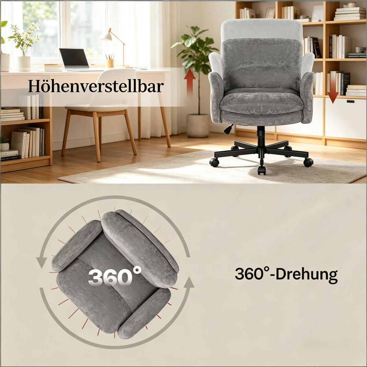 POLSTERSTUHL Grau Drehbar - Grau, Metall (68/92.5/71cm) - PANGIVO
