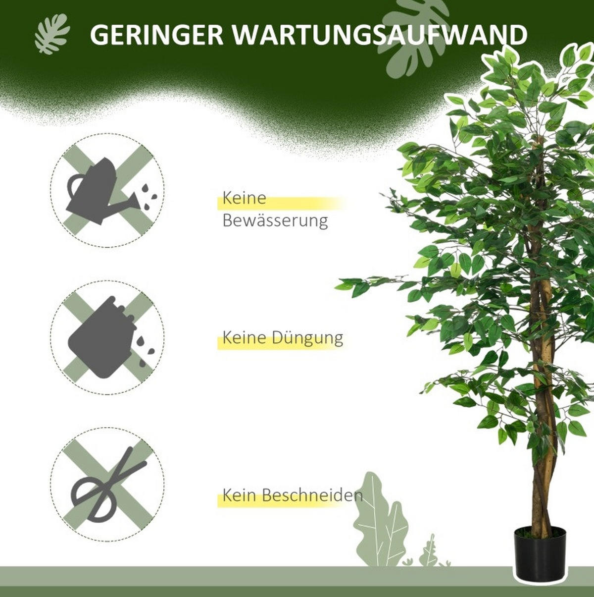 KUNSTPFLANZEN 15/15/150 cm grün aus Metall pflegeleicht mit Topf - Grün, Metall (150cm) - OKWISH