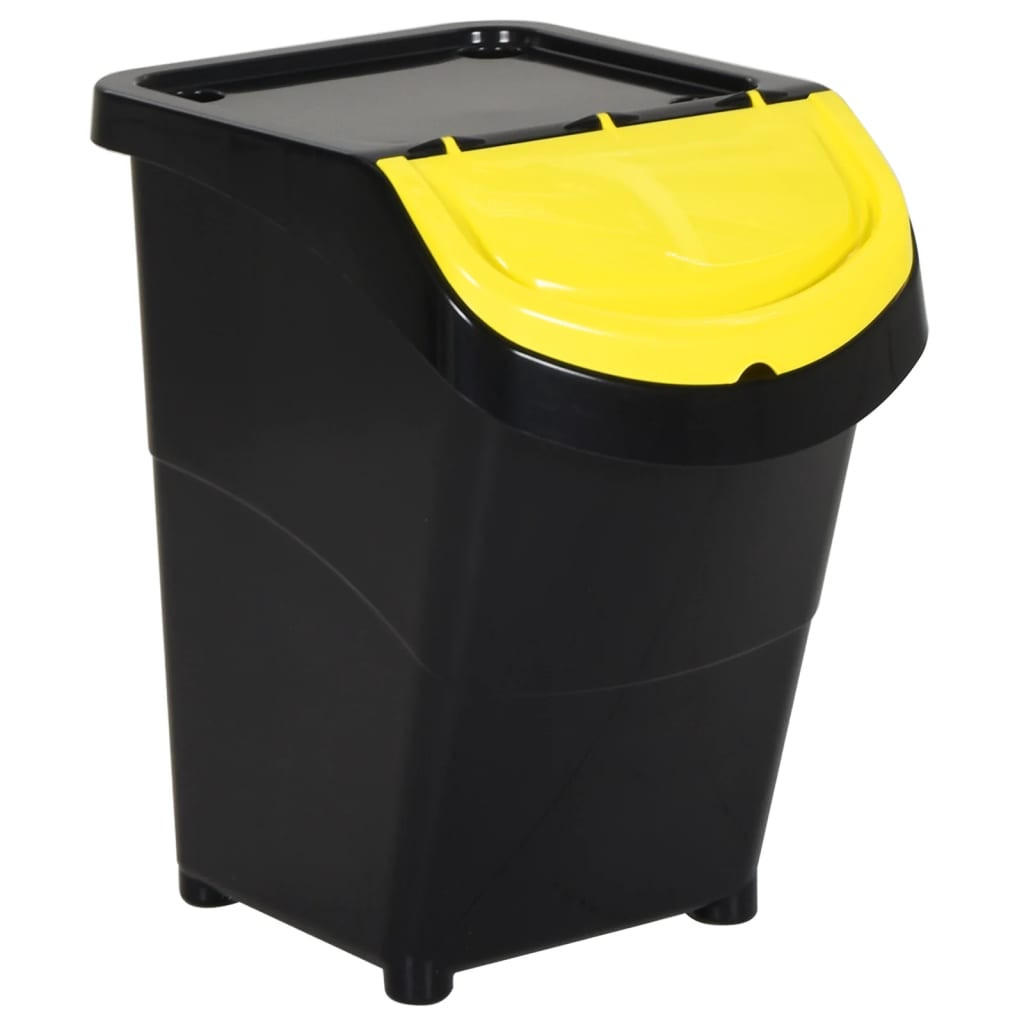 ABFALLBEHÄLTER (3er-Set) mit Deckeln 3x40L Schwarz - Schwarz, Kunststoff (43.5/46/31cm) - DELUKE