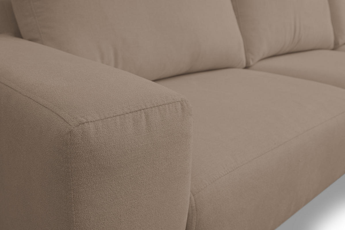 ECKSOFA Aspen in L-Form, Coach Farbe: Braun, Velourstoff, Ottomane Rechts - Braun, Textil (312/187cm) - VENASI MÖBEL