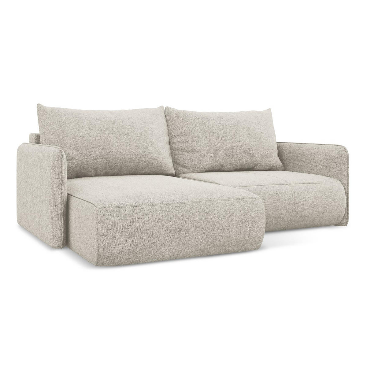 ECKSOFA mit Schlaffunktion Chenille Stoff Grau - Silberfarben/Schwarz, Kunststoff/Textil (148/207cm) - LaMiaSofa