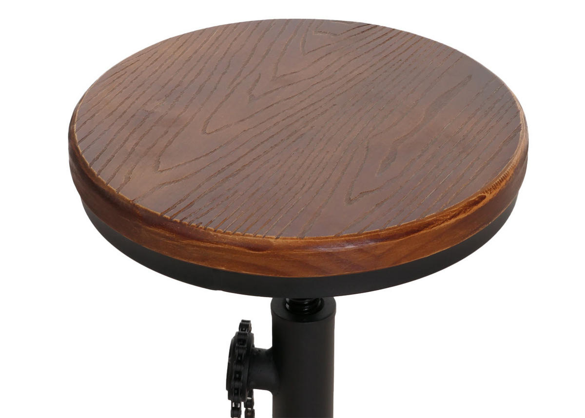 BARHOCKER mit Fußablage Sitzhöhe 61-85cm höhenverstellbar drehbar Fußablage Metall Massiv-Holz Braun - Dunkelbraun, Holz (46/85/46cm) - PROREGAL