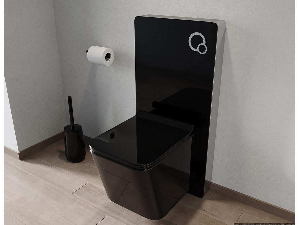 HÄNGE WC - 48.3 cm x 10.8 cm - glas - schwarz Spinosa - Schwarz, Glas (48.3/100.35/10.8cm) - Vente-Unique