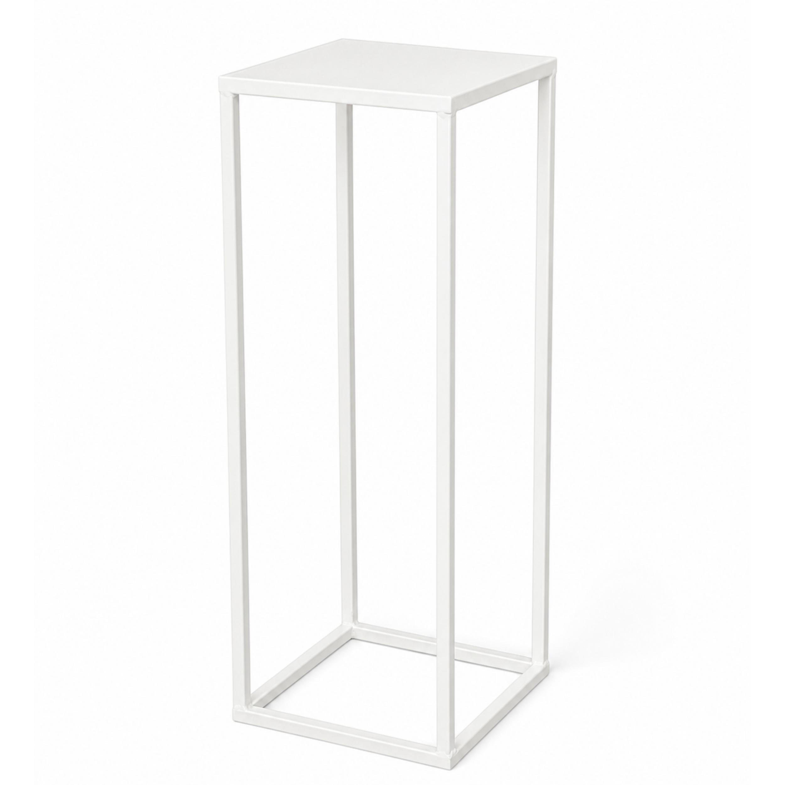 DANDIBO Blumenhocker Metall Weiß Eckig 50 cm Blumenständer Beistelltisch 96482 S Blumensäule Modern Pflanzenständer Pflanzenhocker - Weiß, Metall (18/50/18cm) - DanDiBo