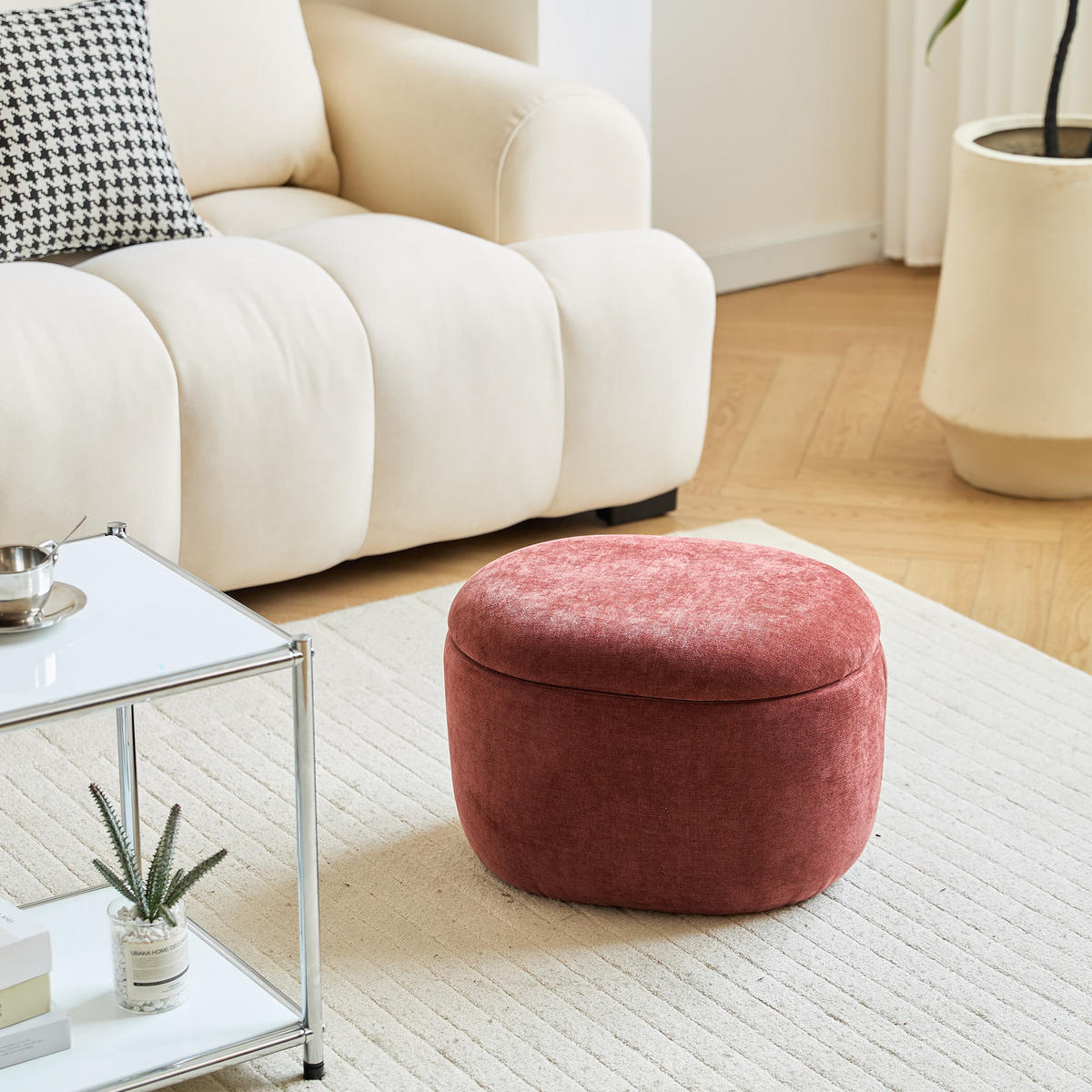 POUF Stoff Terracotta - Rot, Textil (48/31/35cm) - Nordlys
