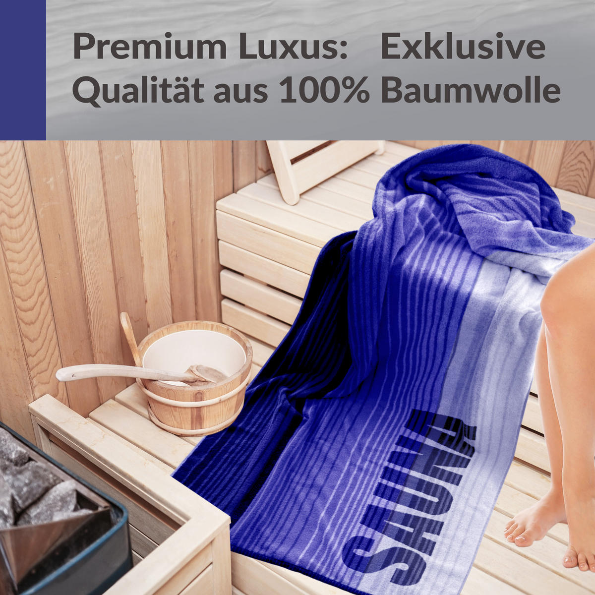 SAUNAHANDTUCH Oslo Hellblau – Blau 85x200 cm - Blau/Hellblau, Textil (85/200cm) - Lashuma
