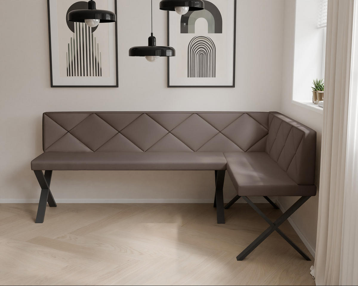 ECKBANK rechts VERO X Kunstleder gesteppt, 142/196 cm Braun - Braun, Kunststoff/Textil (142/196cm) - Idohome