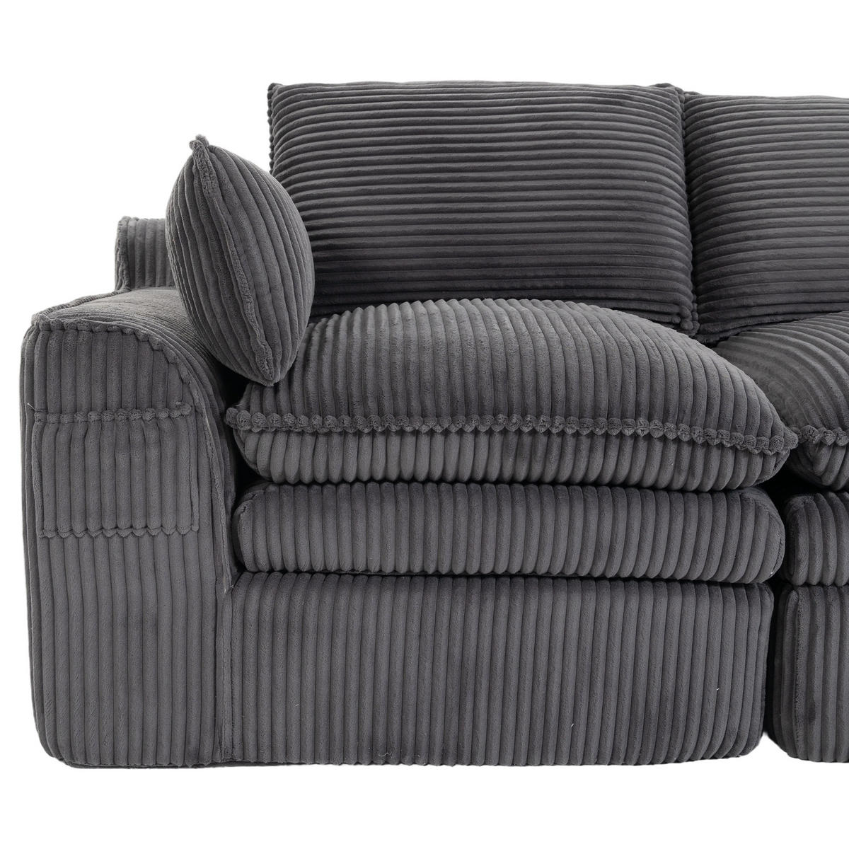 2-SITZER-SOFA DE-33774 Federkern mit Seitentaschen Dunkelgrau - Dunkelgrau, Metall (191/85/94cm) - ComfortXL
