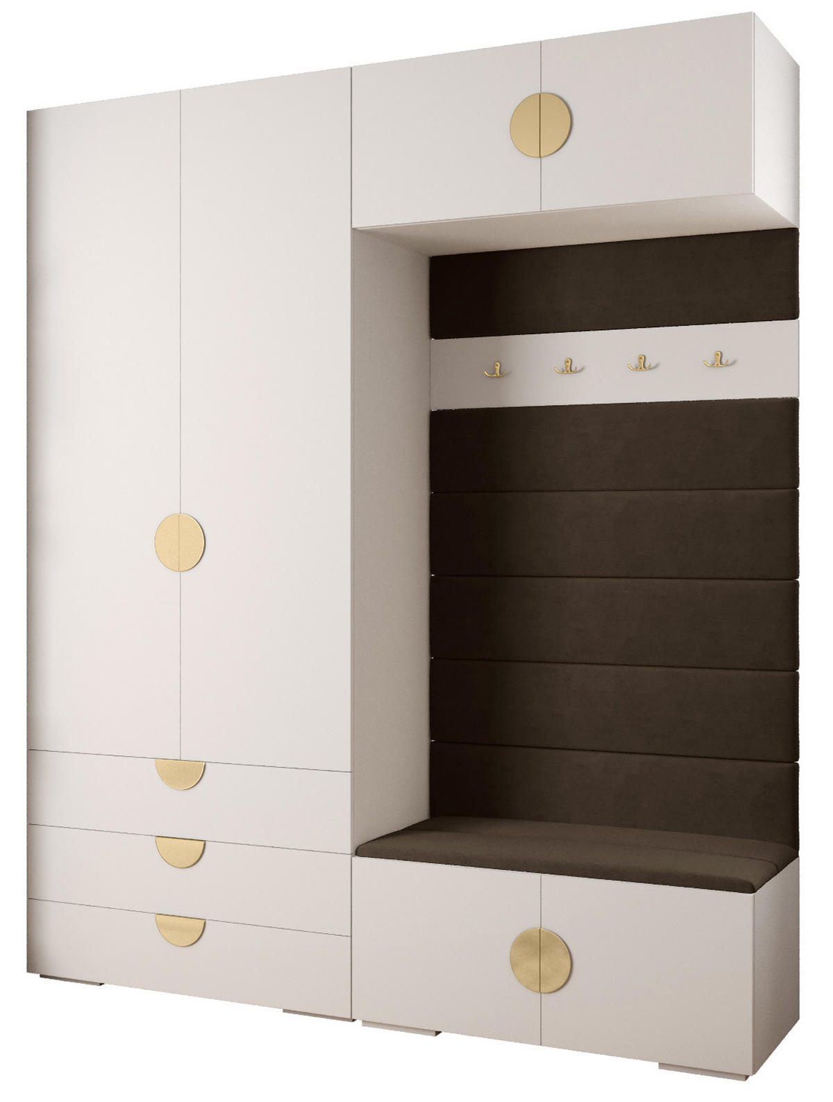 GARDEROBEN-SET 236,7/200/47 - Goldfarben/Weiß, Holz/Kunststoff (200/236.7/47cm) - Abiks Möbel