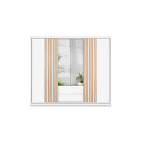 SCHWEBETÜRENSCHRANK AKALI 250/213/60 cm 4-türig mit Spiegel Weiß - Weiß, Holzwerkstoff (250/213/60cm) - MASSENO