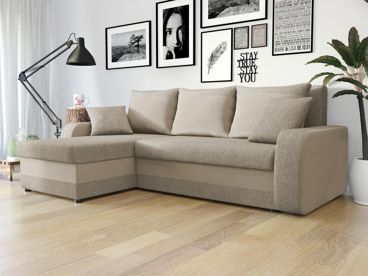 ECKSOFA Kris Lux - Beige/Schwarz, Holz/Kunststoff (238/147cm) - MIRJAN24