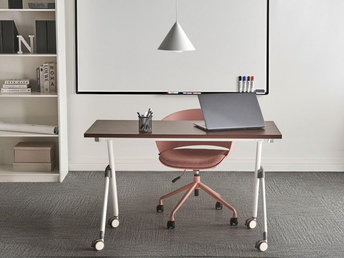 SCHREIBTISCH Zusammenklappbarer Dunkelbraun 120/60 cm Bendi - Braun/Weiß, Holzwerkstoff (60/120/73cm) - Beliani