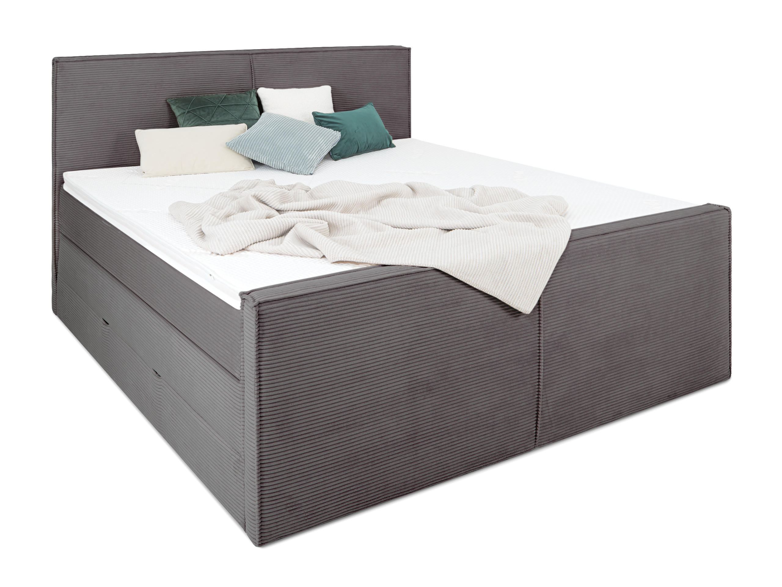 BOXSPRINGBETT Buffalo Anthrazit 160 /200 cm H2/H3 Cord - Anthrazit, Textil (160/200cm) - wonello