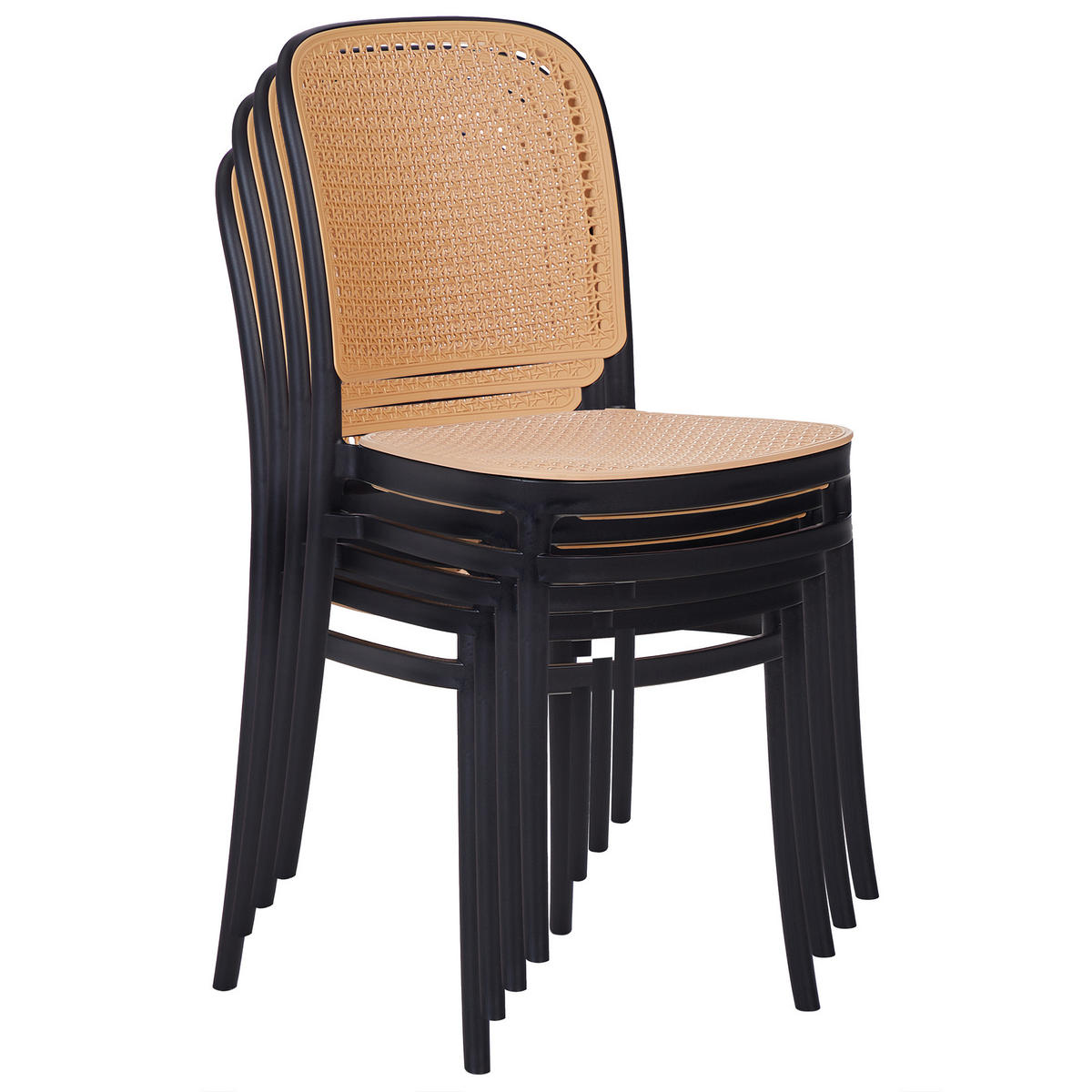 ESSZIMMERSTUHL 4er Set Beige Plose - Beige/Schwarz, Kunststoff (41/83/43cm) - Beliani
