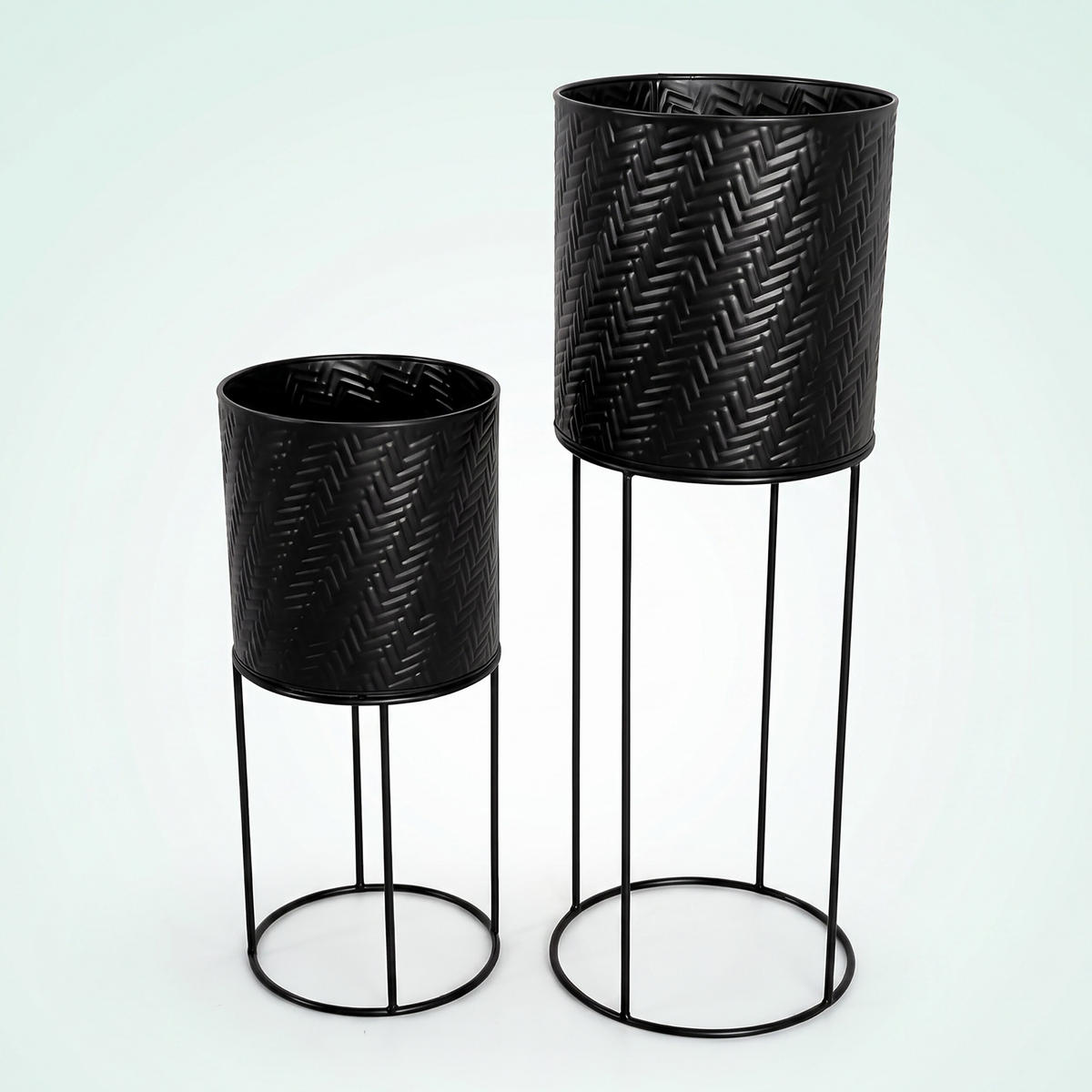 BLUMENSTÄNDER Schwarz 2er-Set Metall 41x18 cm - Schwarz, Metall (20/60/20cm) - Relaxdays