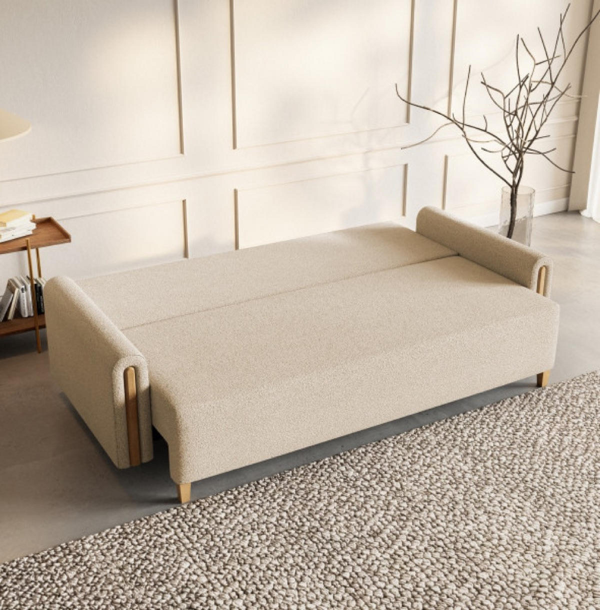 SOFA Hellbeige Modern Mit Schlaffunktion Buche - Beige, Textil (236/93/97cm) - Sepro Meble