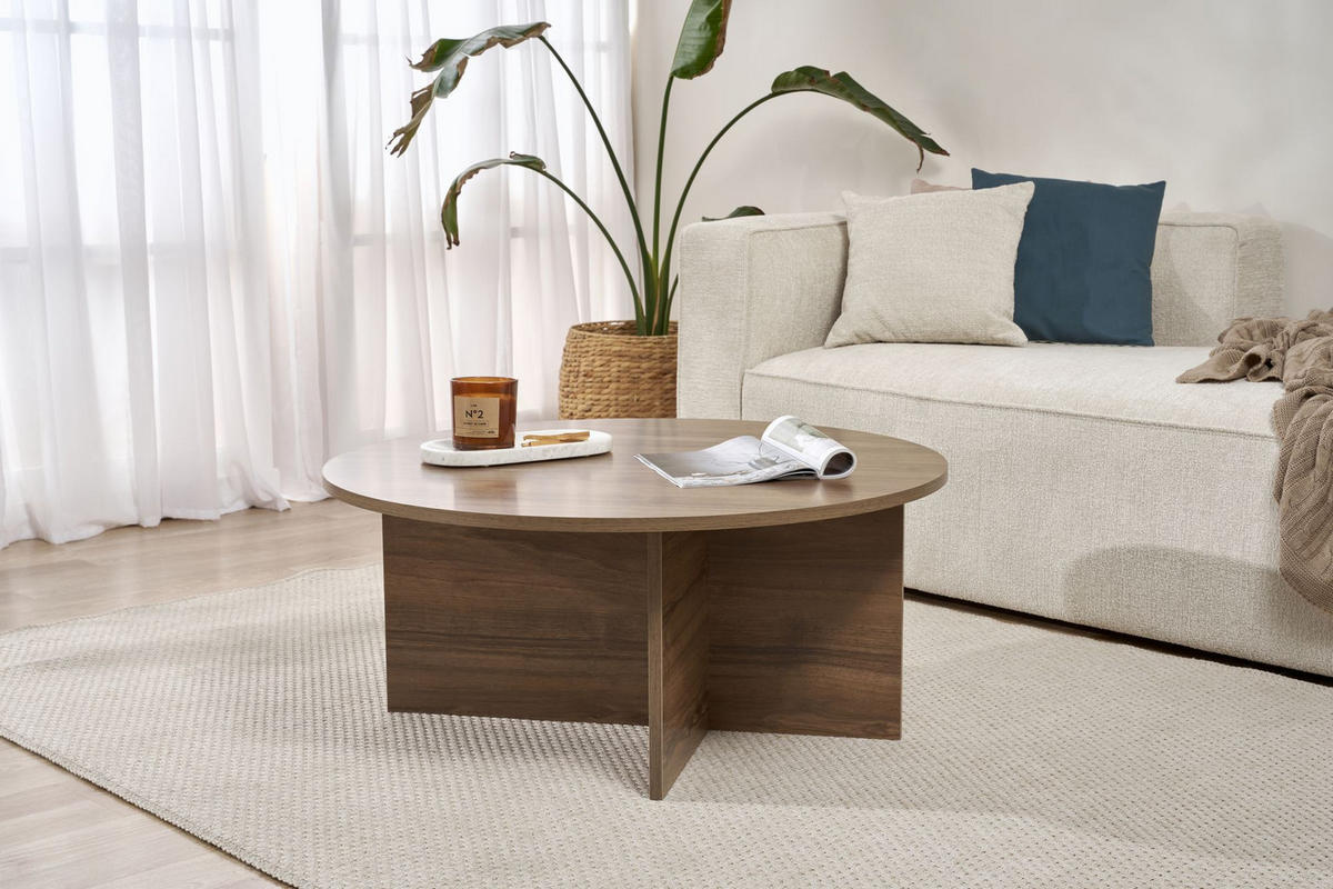 COUCHTISCH Soleil Nussbaum - Nussbaumfarben, Holz (90/90/40cm) - Habitat Garten