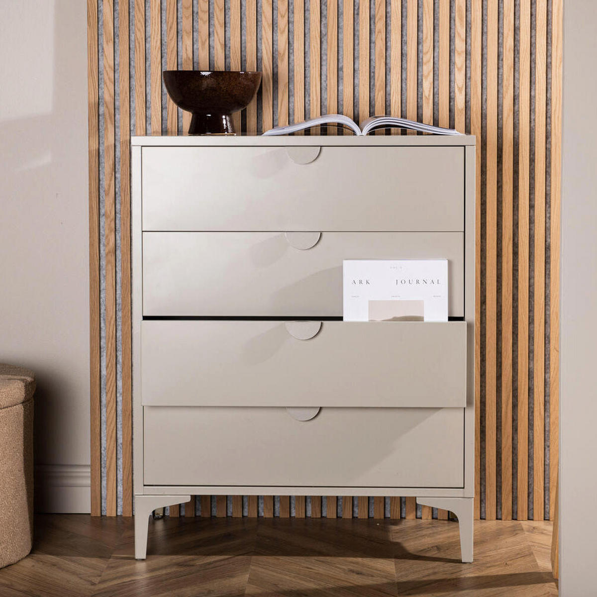 KOMMODE Piru - Beige, Metall (78/98/40cm) - kommodly