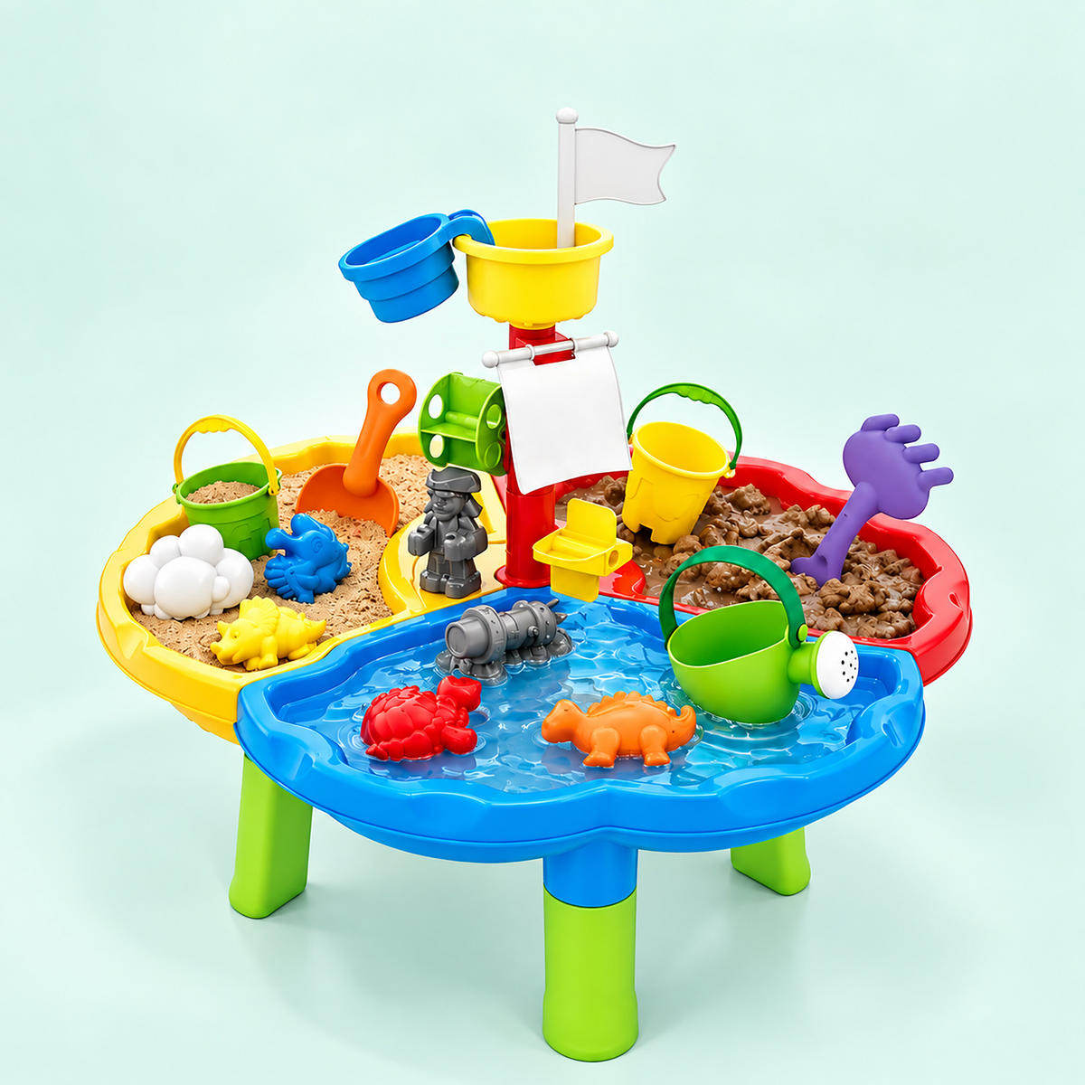 HRACÍSTŮL Vícebarevný pirátský ostrov 3 přihrádky - různobarevná, plast (60/60cm) - Relaxdays