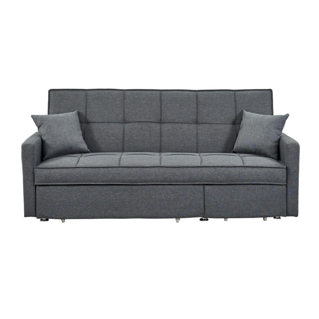 Thumbnail - Vente-Unique Schlafsofa, Grau, Textil, Uni, 3-Sitzer, 86x98x206 cm, Wohnzimmer, Sofas & Couches, Schlafsofas