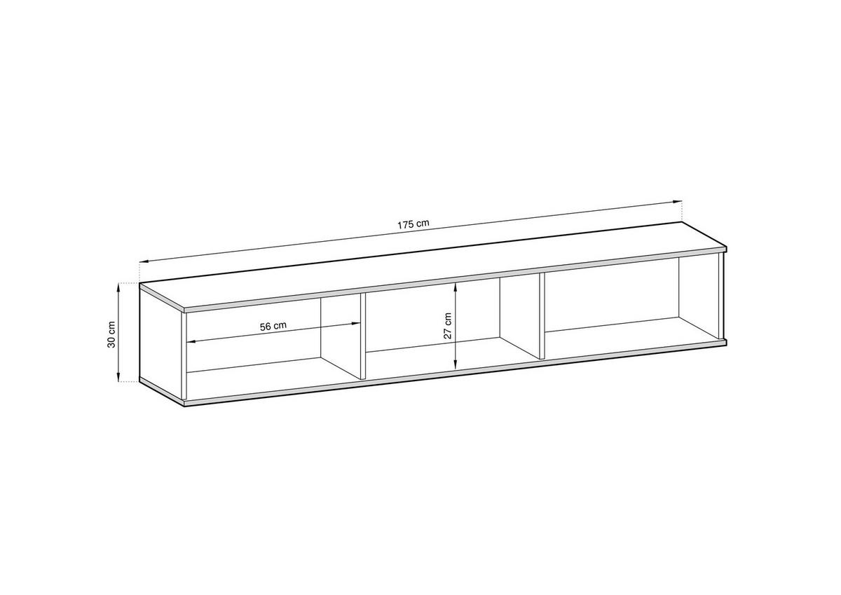 TV-SCHRANK, Weiß, 175 x 32 x 30 cm, Push-to-Open - Weiß, Holzwerkstoff (175/30/32cm) - 3XE LIVING