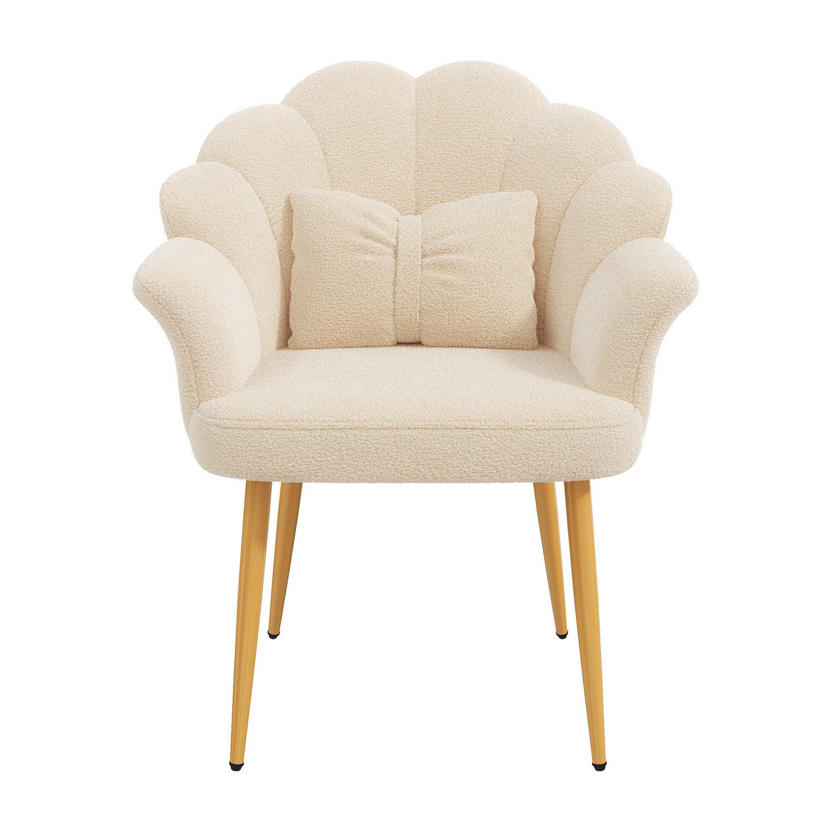 ARMLEHNSTUHL Blütenblatt-Design mit Schleifenkissen, DE-42136, Beige - Beige, Holzwerkstoff (65.5/85/64cm) - ComfortXL
