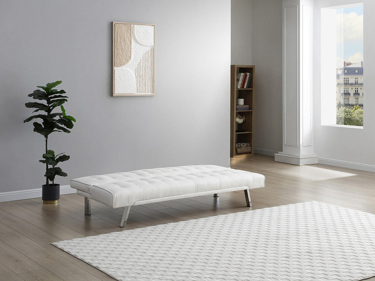 SCHLAFSOFA - 2 Personen - Kunstleder - Weiß - - Weiß, Leder (177/74/78cm) - Vente-Unique