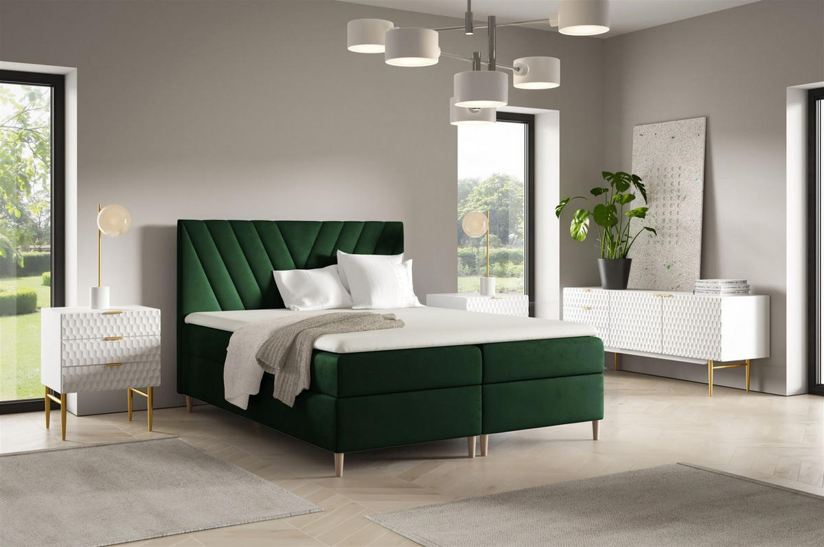 BOXBETT Espen Premium - Grün, Holzwerkstoff/Textil (200/200cm) - Fun Möbel