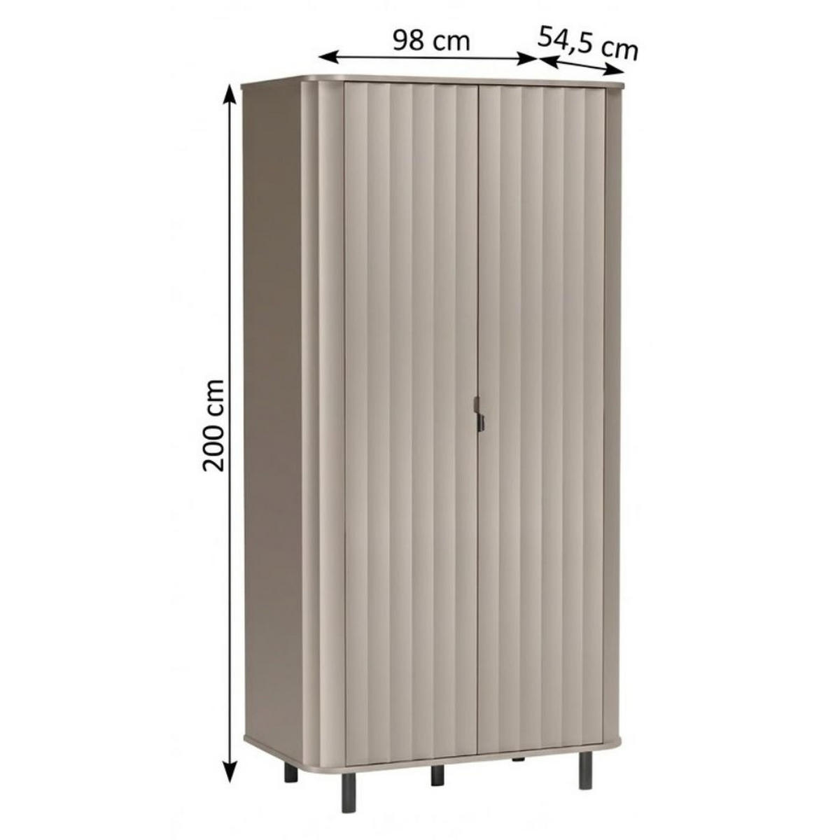 KLEIDERSCHRANK Novado NO-8 98 x 200 x 54,5 cm Greige - Greige, Holzwerkstoff/Metall (98/200/54.5cm) - Koseto