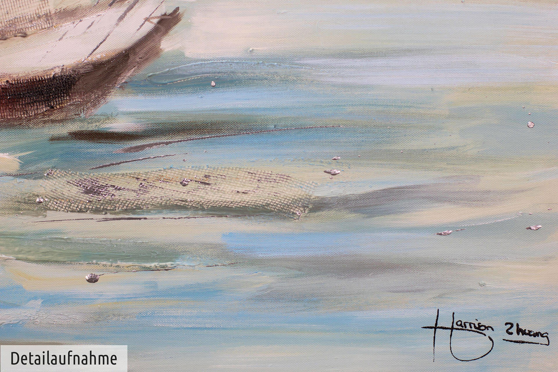 ACRYLBILD HANDGEMALT 80/80 cm - Blau/Weiß, Holz/Textil (1.4/80cm) - KUNSTLOFT